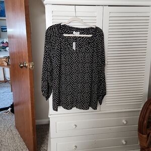 Velvet by Graham & Spencer Black and White Polka Dot Blouse